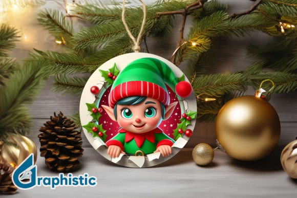 3D Cute ELF Christmas Ornament F 126 Illustrations