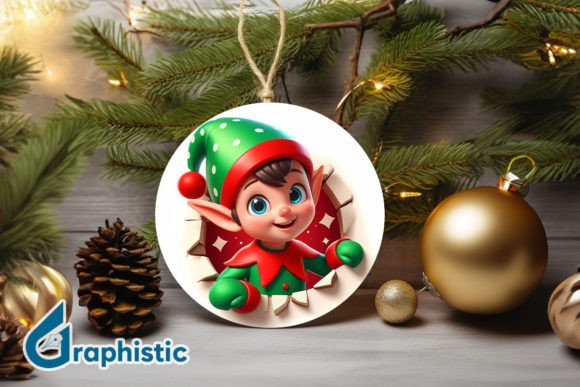 3D Cute ELF Christmas Ornament F 136 Illustrations