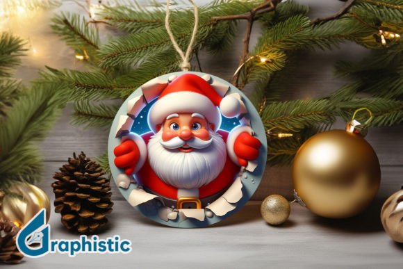 3D Santa Christmas Ornament Front 72 Illustrations