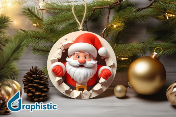 3D Santa Ornament: Premium Illustrations
