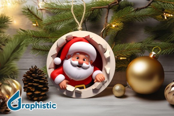 3D Santa Ornament: Premium Illustrations