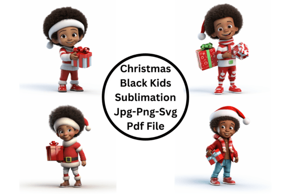 Christmas Black Kids Sublimation Illustrations
