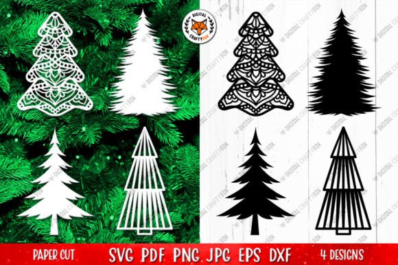 Christmas Tree Paper Cut SVG: Editorial Illustrations