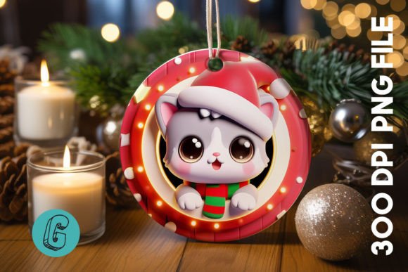Cute Cat Christmas Ornament Front 04 Review