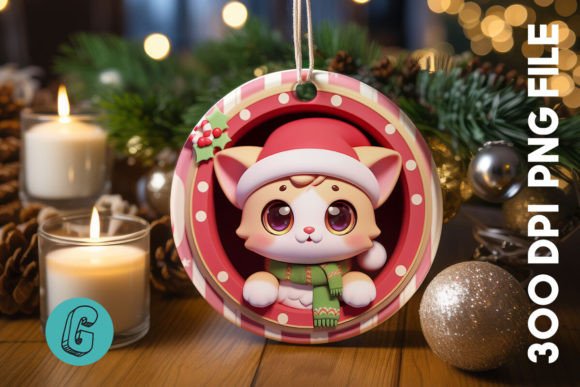 Cute Cat Christmas Ornament Front 08: Illustrations Review