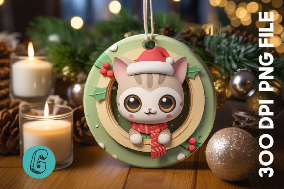 Cute Cat Christmas Ornament Front 16 Review