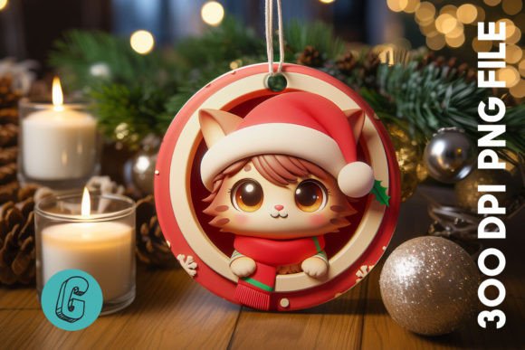 Cute Cat Christmas Ornament Front 18: Illustrations Review