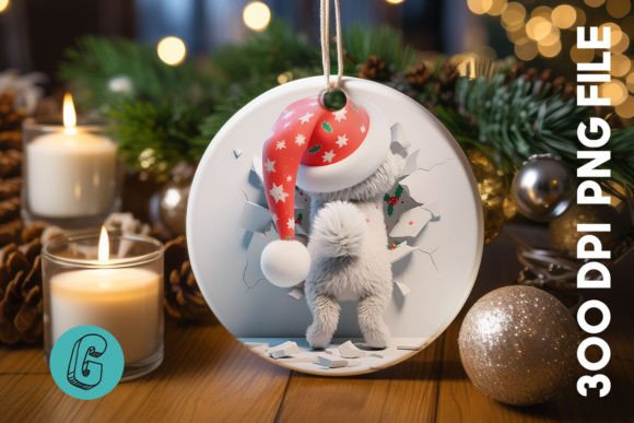 Cute Dog Christmas Ornament Back 23 Illustrations