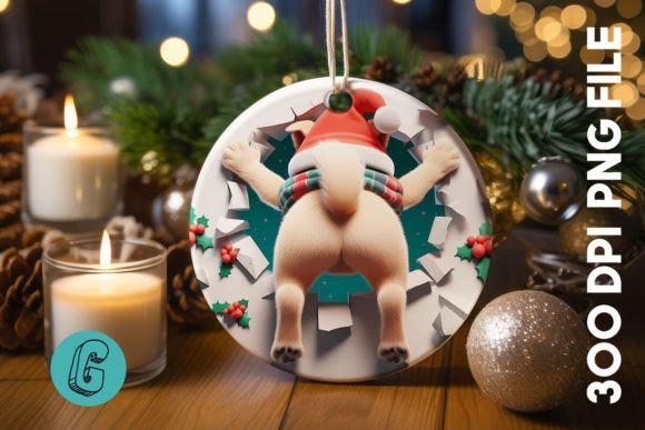 Cute Dog Christmas Ornament Back 37 Illustrations