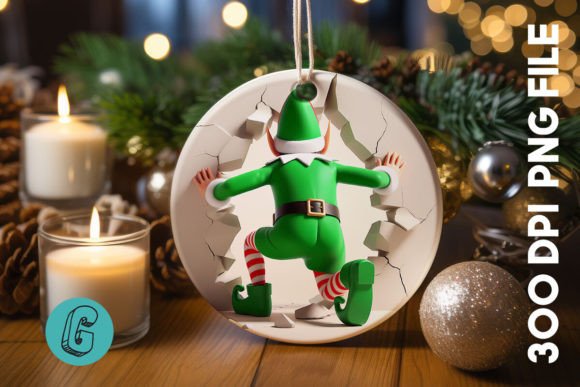 Cute ELF Christmas Ornament B 139 Illustrations