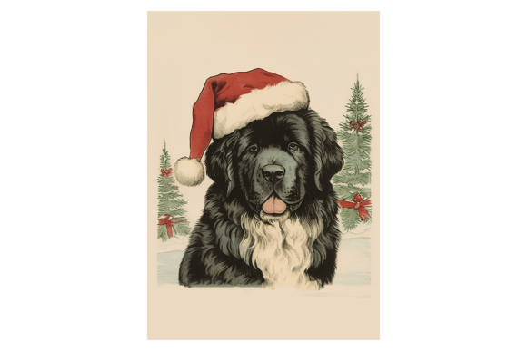 Cute Newfoundland Christmas Card: Festive Illustrations
