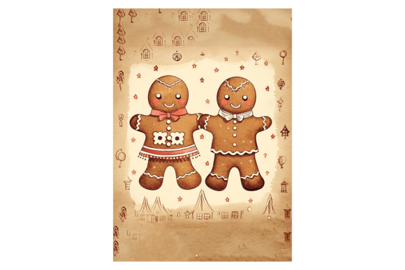 Gingerbread People Christmas Card Illustrations