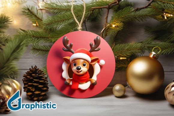Reviewing Reindeer 3D Christmas Ornament Front 30
