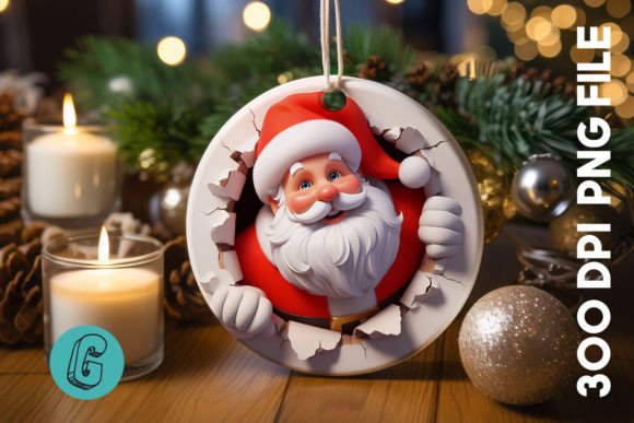 Santa Christmas Ornament Front 80: Illustrations for Crafters
