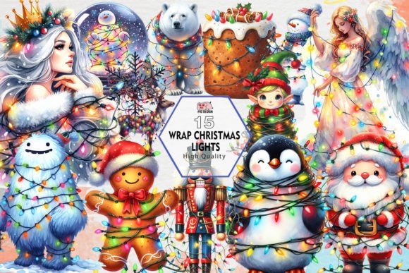 Wrap Christmas Lights Clipart PNG: Festive Illustrations